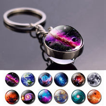 Load image into Gallery viewer, Galaxy Planet Keychain Trendy Solar System Art Picture Glass Ball Key Chain Moon Earth Mars Double Side Pendant Universe Jewelry
