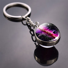 Load image into Gallery viewer, Galaxy Planet Keychain Trendy Solar System Art Picture Glass Ball Key Chain Moon Earth Mars Double Side Pendant Universe Jewelry