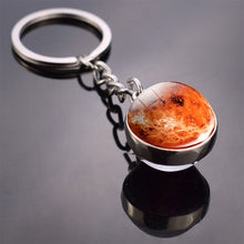 Load image into Gallery viewer, Galaxy Planet Keychain Trendy Solar System Art Picture Glass Ball Key Chain Moon Earth Mars Double Side Pendant Universe Jewelry